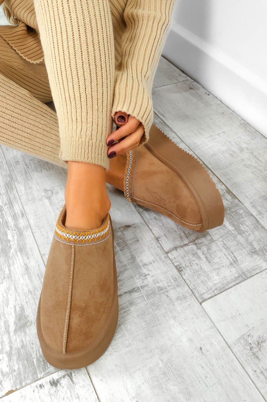 Footwear NO DOUBT | Slip Up - Beige Faux Suede Slippers