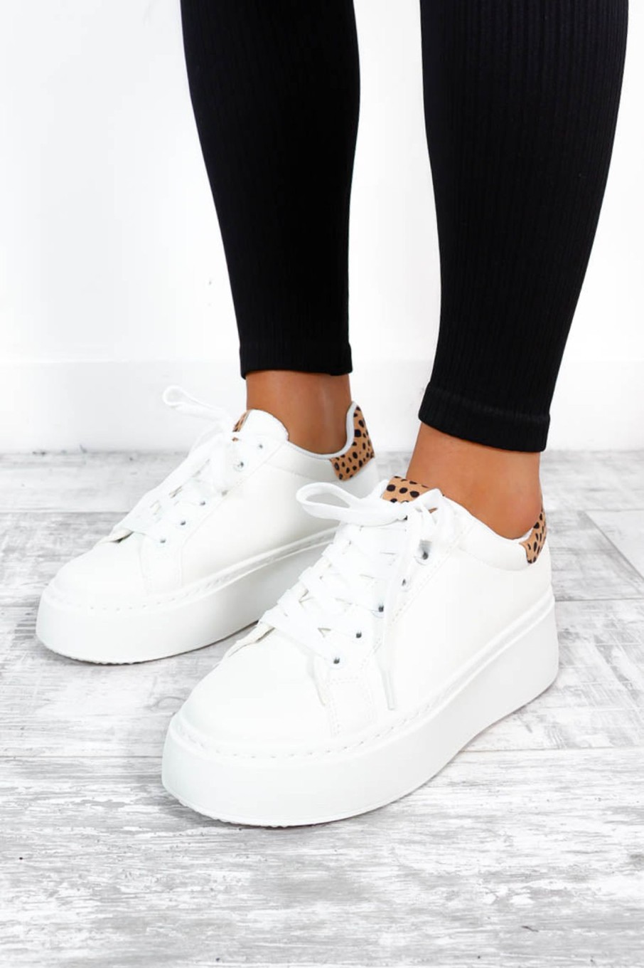 Footwear NO DOUBT | Watch Her Go - White Leopard Platform Trainers