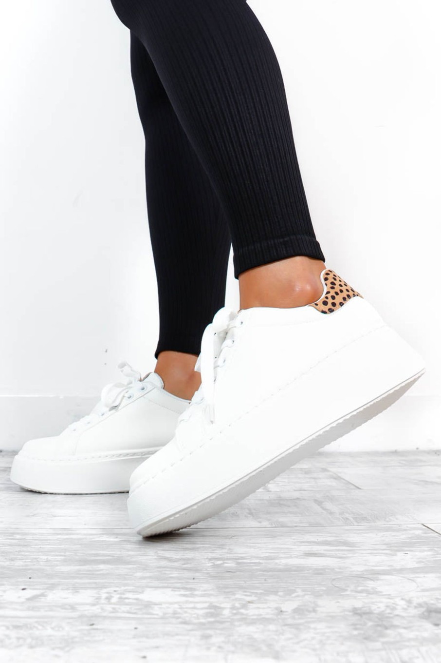 Footwear NO DOUBT | Watch Her Go - White Leopard Platform Trainers