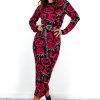 Clothing INFLUENCE | Give Me Roses - Black Red Rose Print Knitted Midi Dress