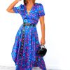 Clothing RETRO u0026 ICONE | Born This Way - Blue Multi Animal Print Midi Dress