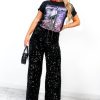 Clothing Babez | Shine All Night - Black Sequin Wide Leg Trousers