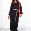 Clothing B GIRL | Shes Chill Long Sleeve Midi Dress Black