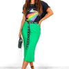 Clothing B GIRL | Who Me? - Green Satin Midi Skirt