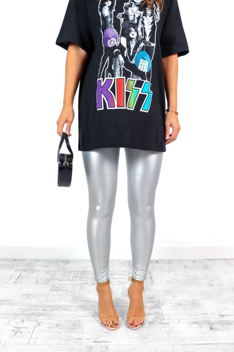 Clothing DAMES | Leather Let Me Go Metallic Leggings Silver