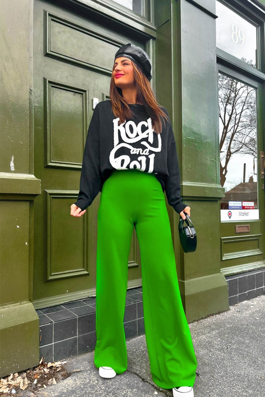 Clothing Naa Naa | Big Ambitions - Green Wide Leg Trousers