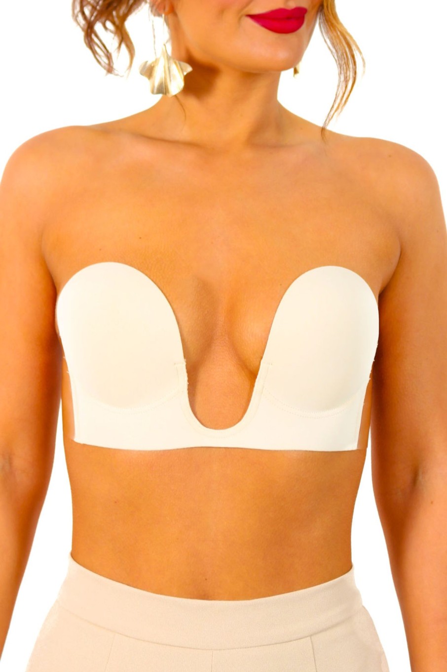 Accessories PERFECTION | Stuck With Me - Nude Deep Plunge Strapless Stick On Bra