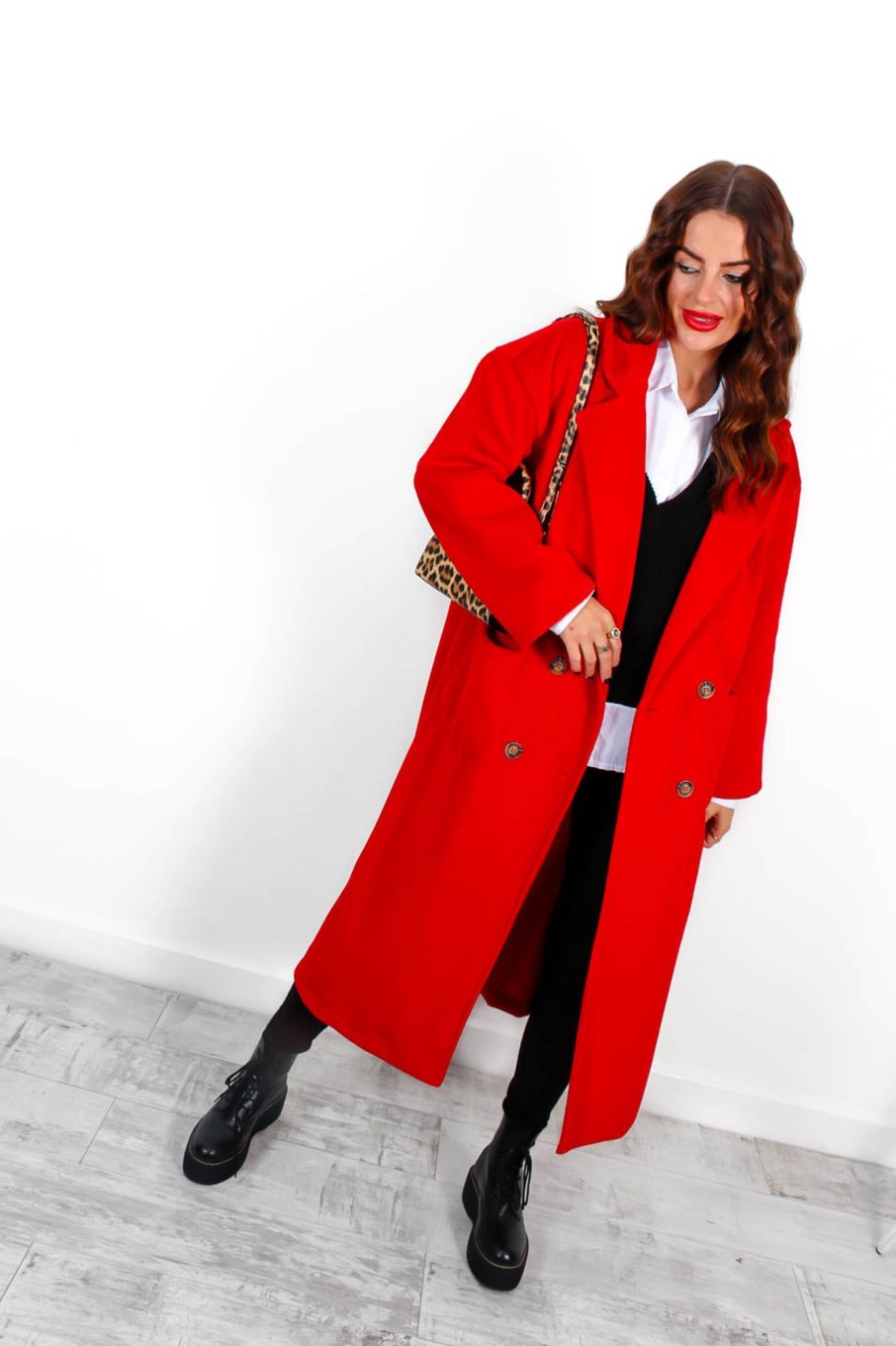 Clothing Babez | Wear Me Out Oversized Long Duster Coat Red