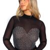 Clothing By Swan | Never A Mesh - Black Mesh Diamante Bodysuit