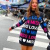 Clothing SHK | Love To Miss You Graphic Knitted Jumper Dress Black