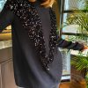 Clothing B GIRL FASHION | Shimmer And Shine - Black Sequin Knitted Jumper