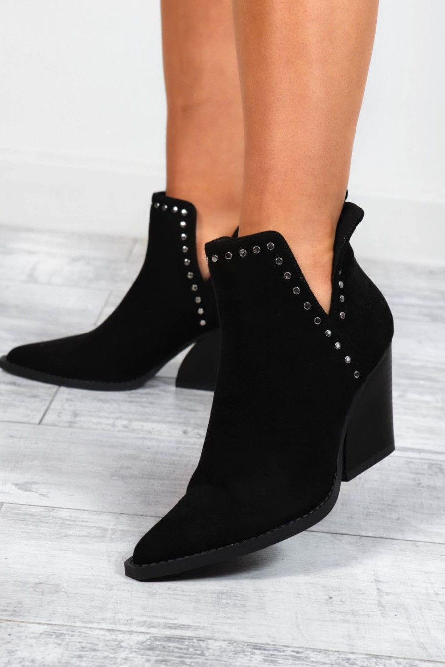 Footwear NN Accessories | Walk On By - Black Cowboy Ankle Boots