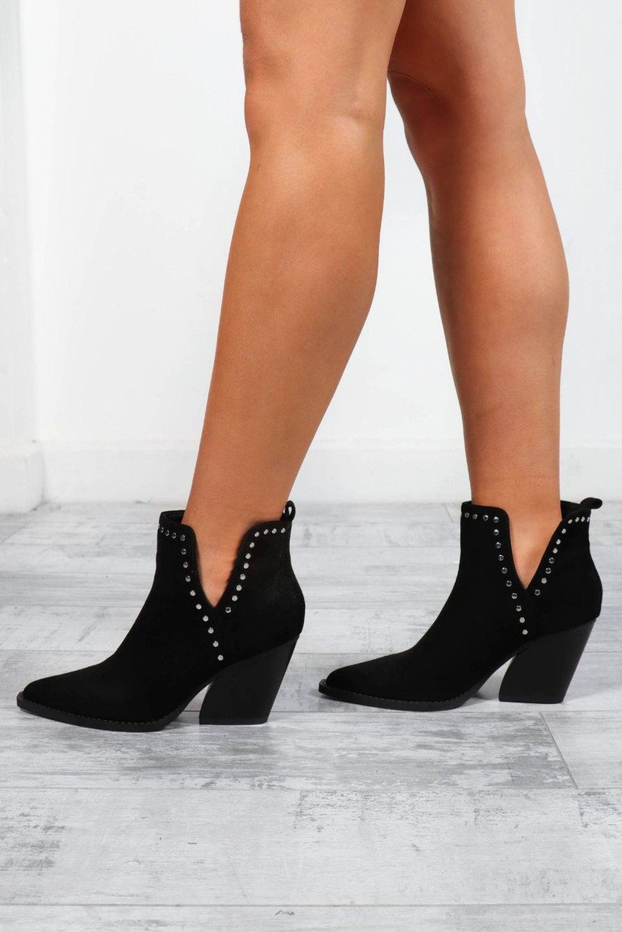 Footwear NN Accessories | Walk On By - Black Cowboy Ankle Boots