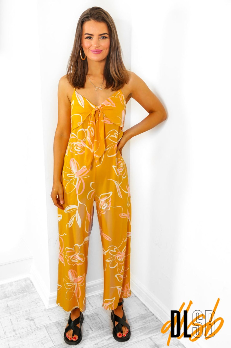 Clothing INFLUENCE | Golden Days - Mustard Floral Jumpsuit