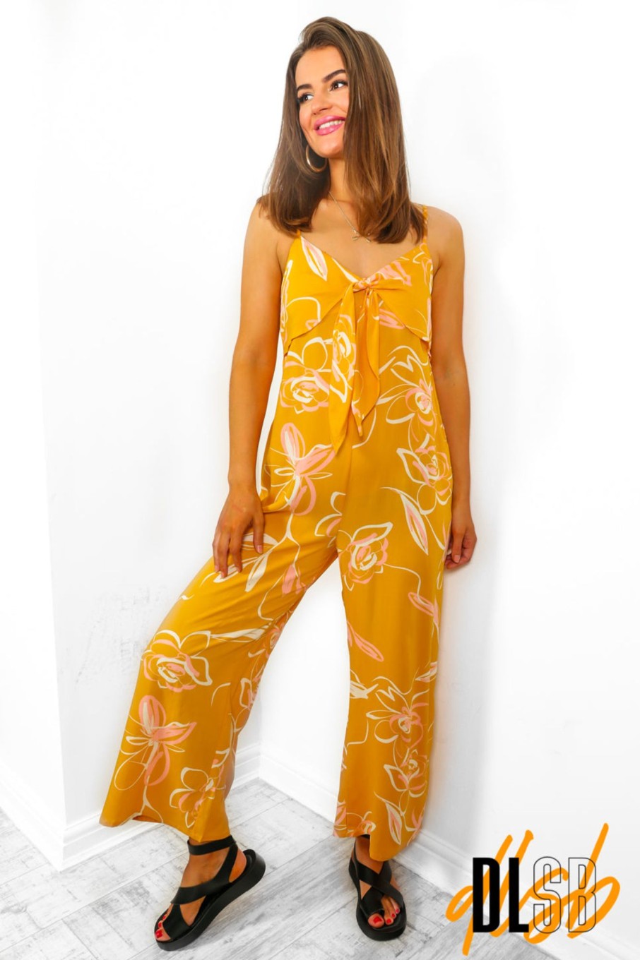 Clothing INFLUENCE | Golden Days - Mustard Floral Jumpsuit