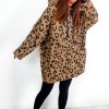 Clothing BGIRL | Fluff Off - Brown Leopard Print Borg Oversized Hoodie