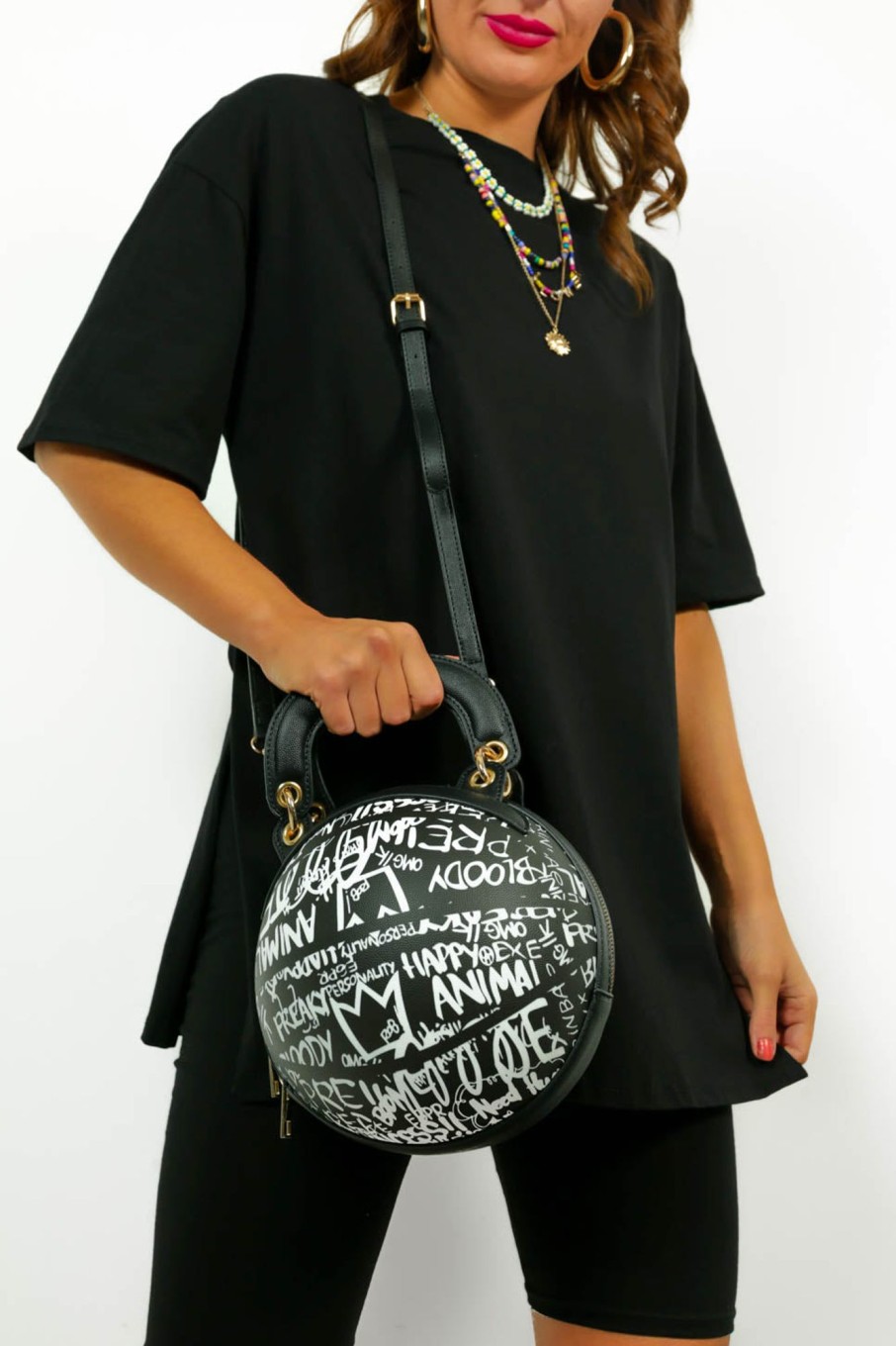 Accessories KOKO FASHION | Shootin Hoops - Black White Graffiti Basketball Bag