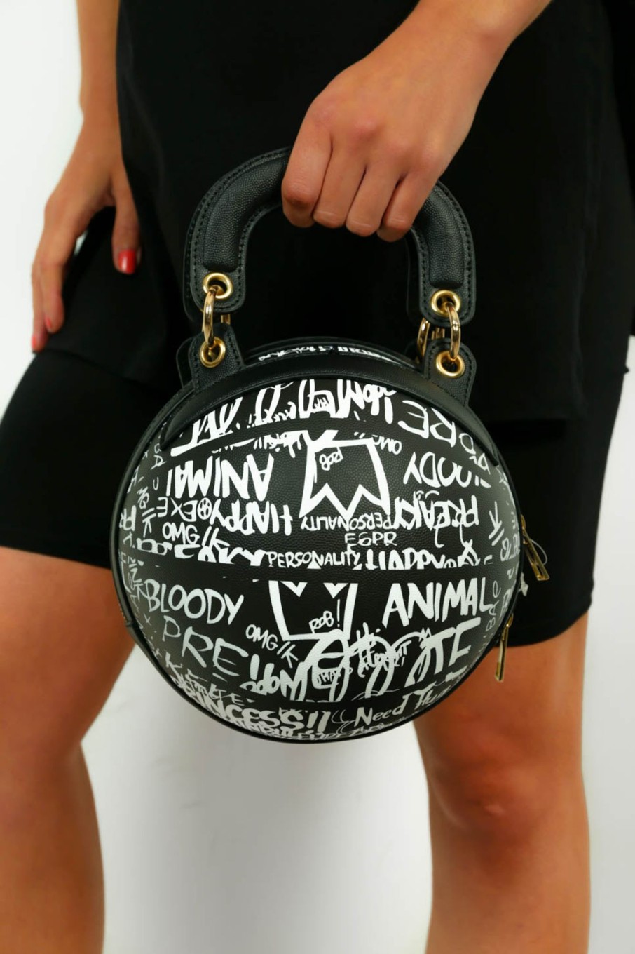 Accessories KOKO FASHION | Shootin Hoops - Black White Graffiti Basketball Bag