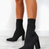 Footwear NO DOUBT | One Step Ahead - Black Heeled Sock Boots