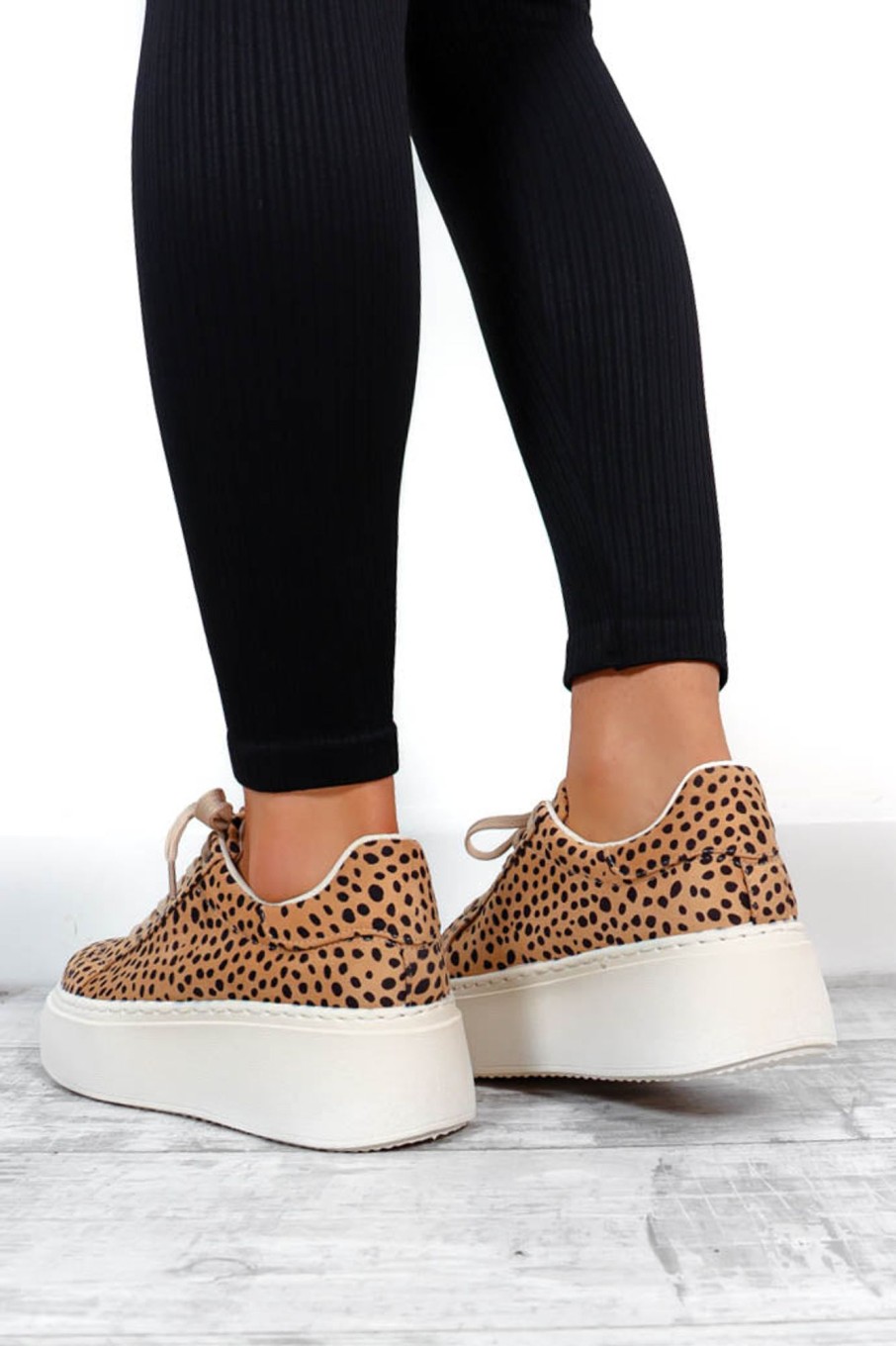 Footwear NO DOUBT | Walk In Style - Beige White Leopard Platform Trainers