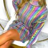 Clothing BISOUS PROJECT | Sweeter Than Candy - Multi Pastel Metallic Knitted Mini Dress