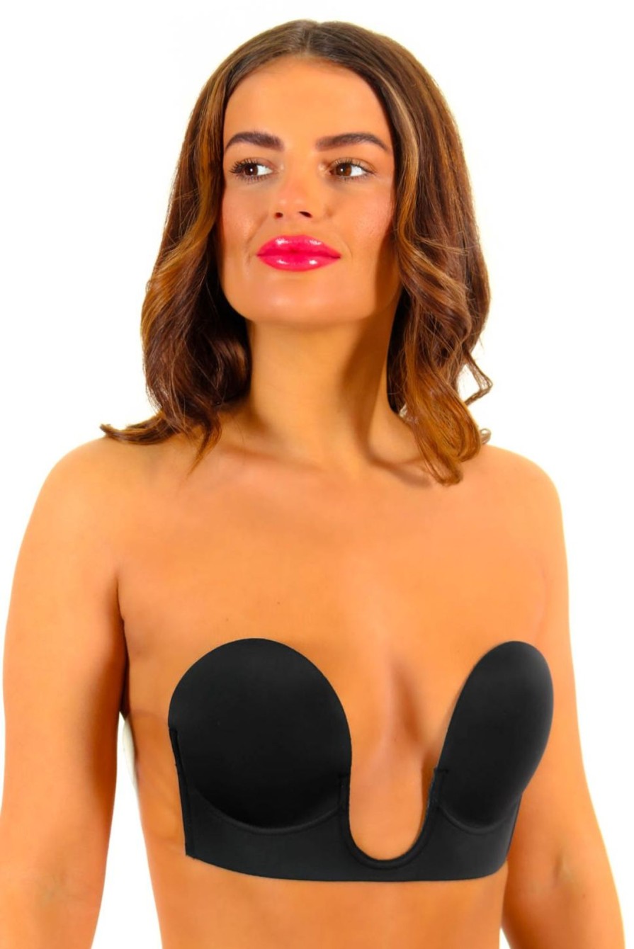 Accessories PERFECTION | Stuck With Me - Black Deep Plunge Strapless Stick On Bra