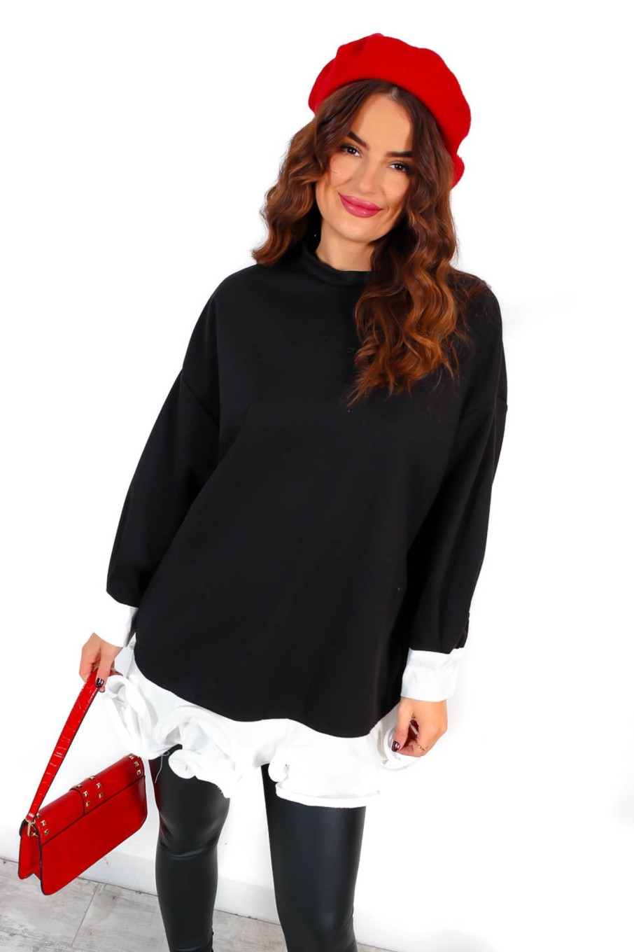 Clothing Babez | Frilled To See You Frill Oversized Sweatshirt Black