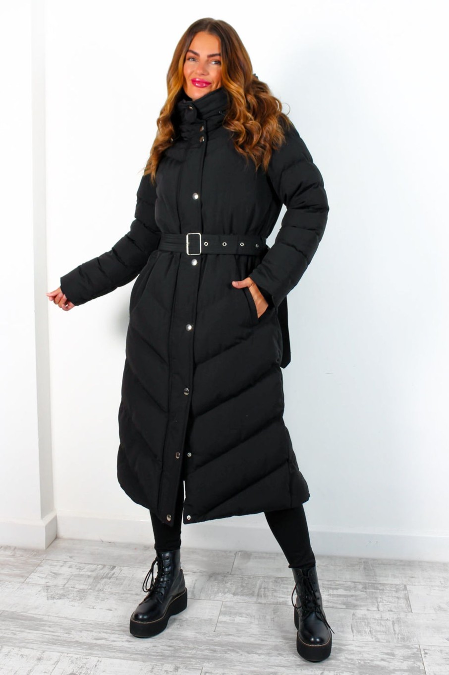 Clothing VIVIR | Good As Cold Silver Detail Long Puffer Coat Black