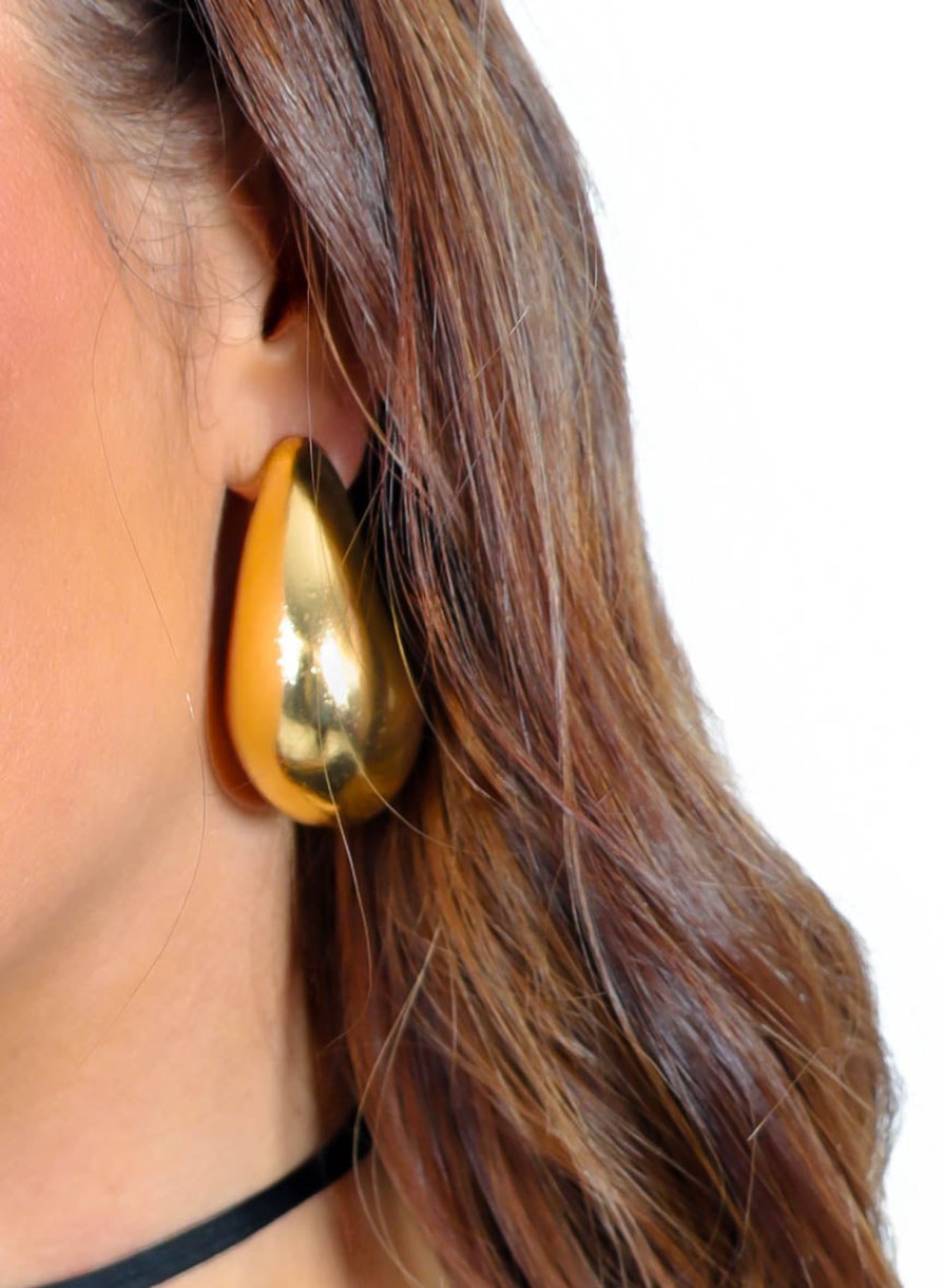 Accessories Moguland | Save Your Tears - Gold Teardrop Statement Earrings