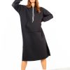 Clothing J5 HOLLAND | Lounging Around Midi Hoodie Dress Black