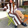 Clothing B GIRL | Your Roll Model - Chocolate White Knitted Midi Dress Brown