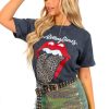 Clothing Rock Off Trade | Im With The Band - Acid Wash Leopard Rolling Stones Licensed T-Shirt Grey