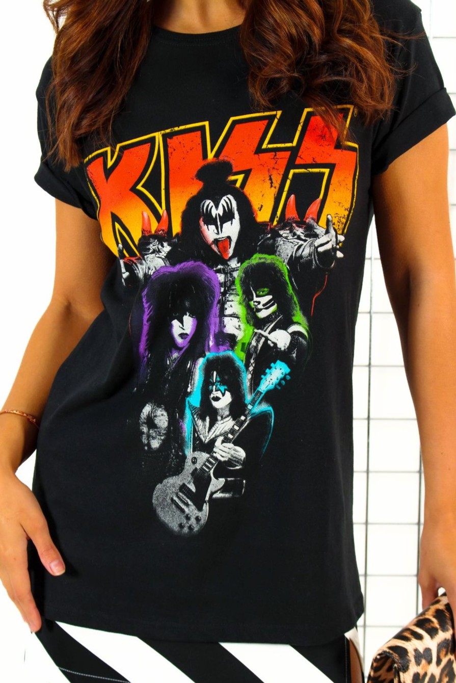 Clothing Rock Of Trade | Im With The Band - Black Multi Kiss Licenced T-Shirt