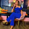 Clothing Naa Naa | Bringing The Drama - Cobalt Glitter Ruffle Jumpsuit Blue