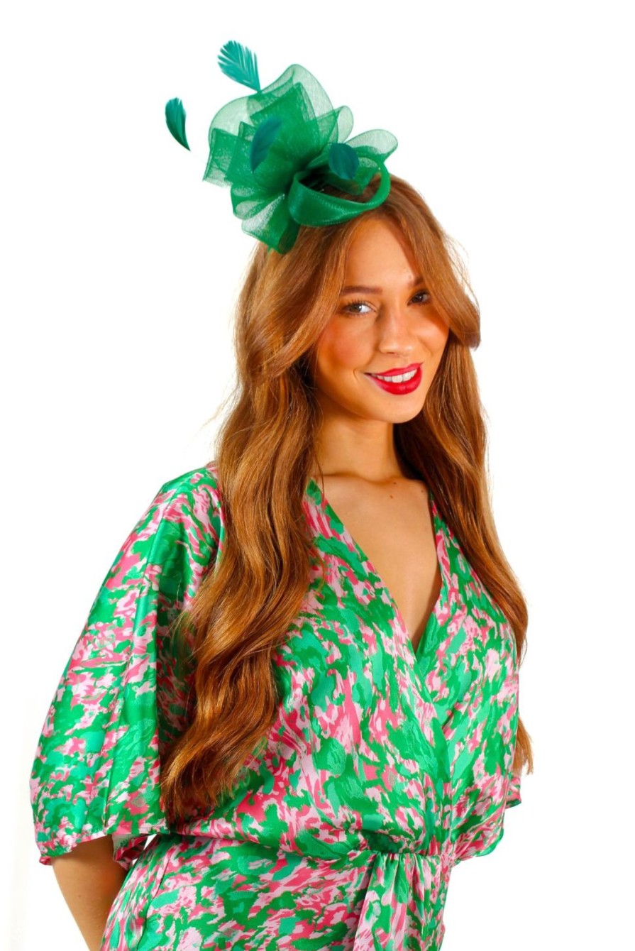 Accessories Yvette Collection | My Fascination - Green Feather Mesh Fascinator