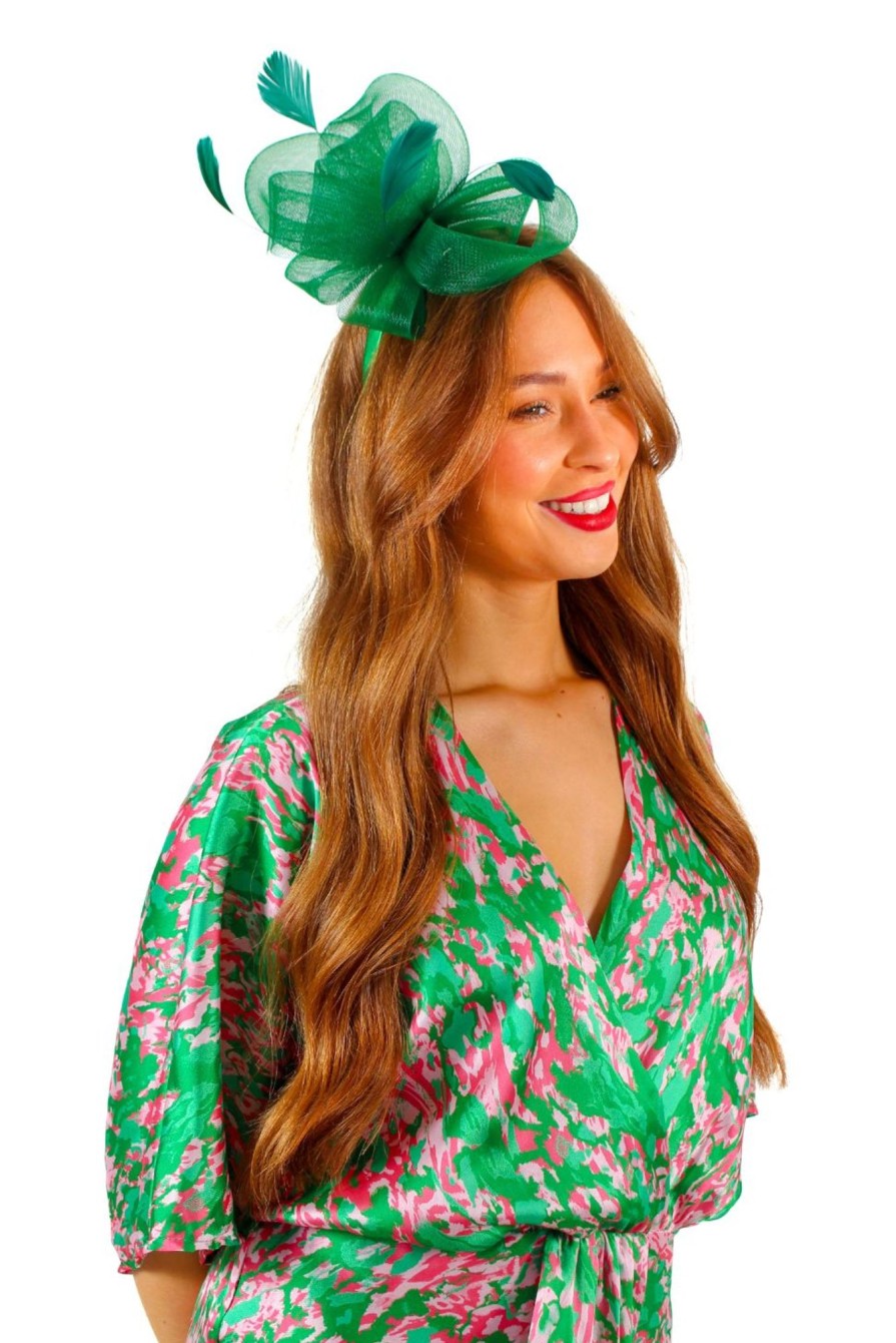 Accessories Yvette Collection | My Fascination - Green Feather Mesh Fascinator