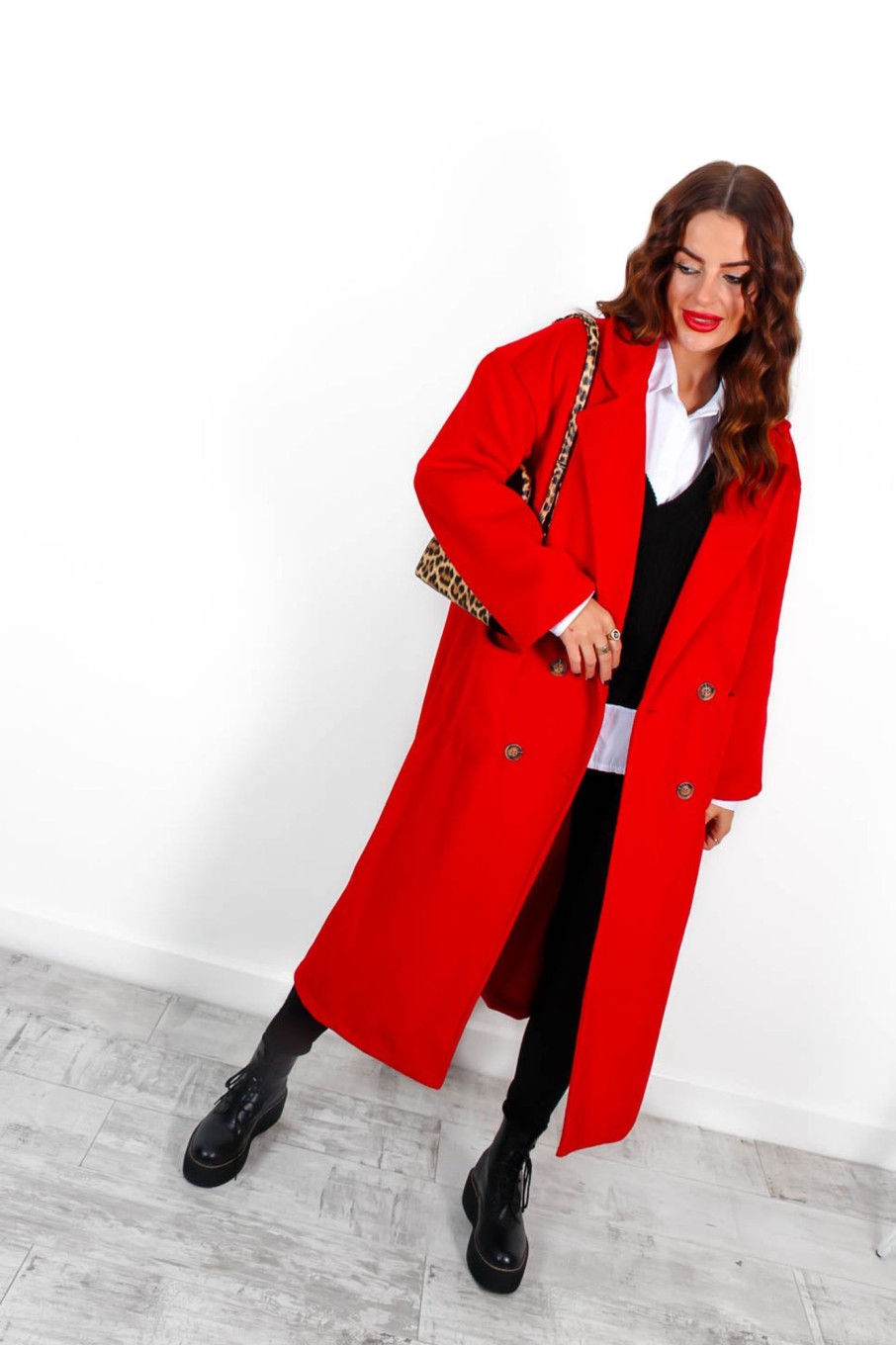 Clothing Babez | Wear Me Out Oversized Long Duster Coat Red