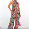 Clothing JOHN ZACK | Now Youre Mine - Multi Snake Print Halter Neck Jumpsuit