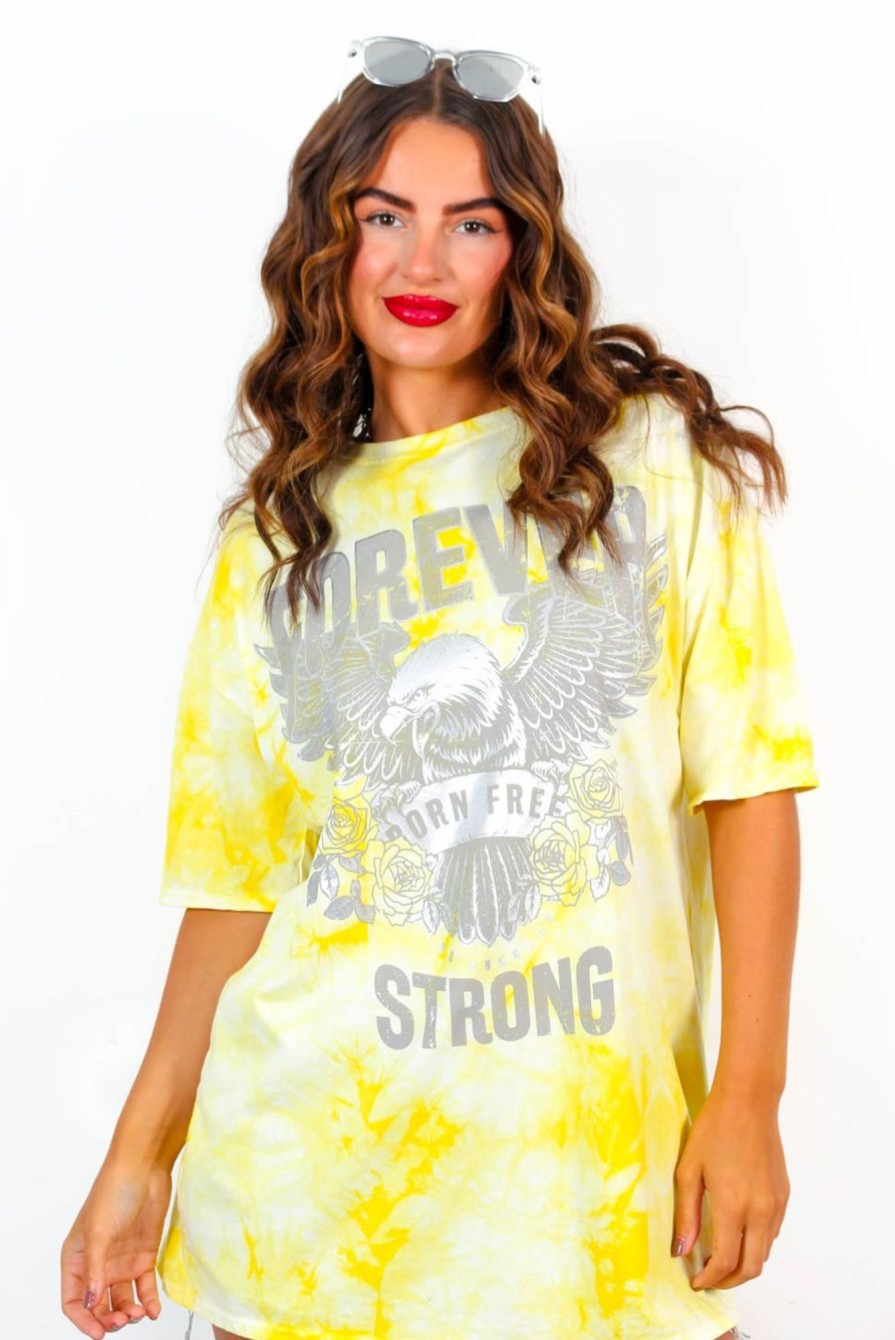 Clothing B GIRL | Forever Strong - Yellow Tie Dye Graphic T-Shirt