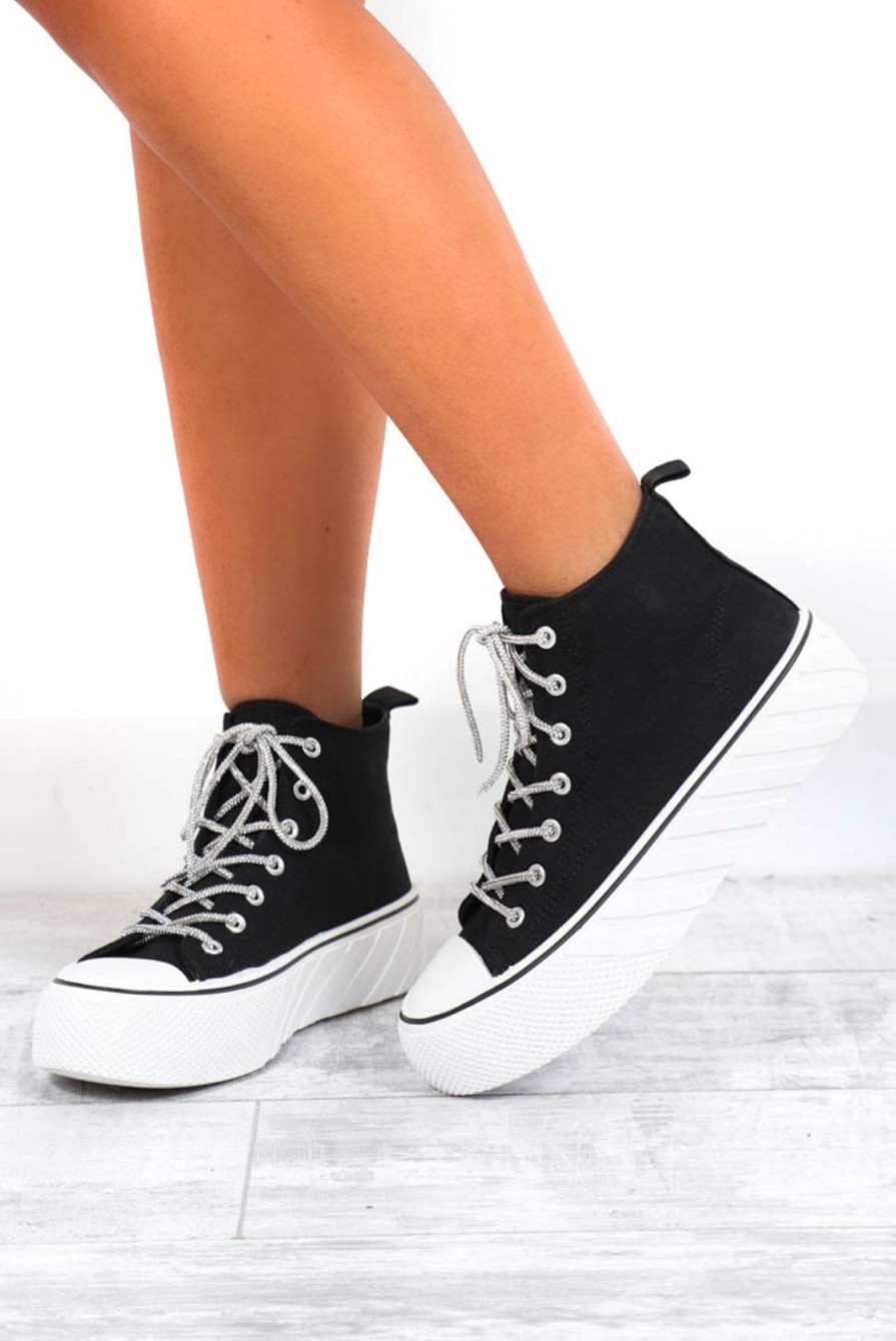 Footwear NO DOUBT | Step On Out - Black Interchangeable Lace High Top Trainers Monochrome