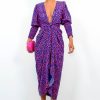 Clothing Glamorous | Drive Em Wild - Navy Pink Leopard Midi Wrap Dress