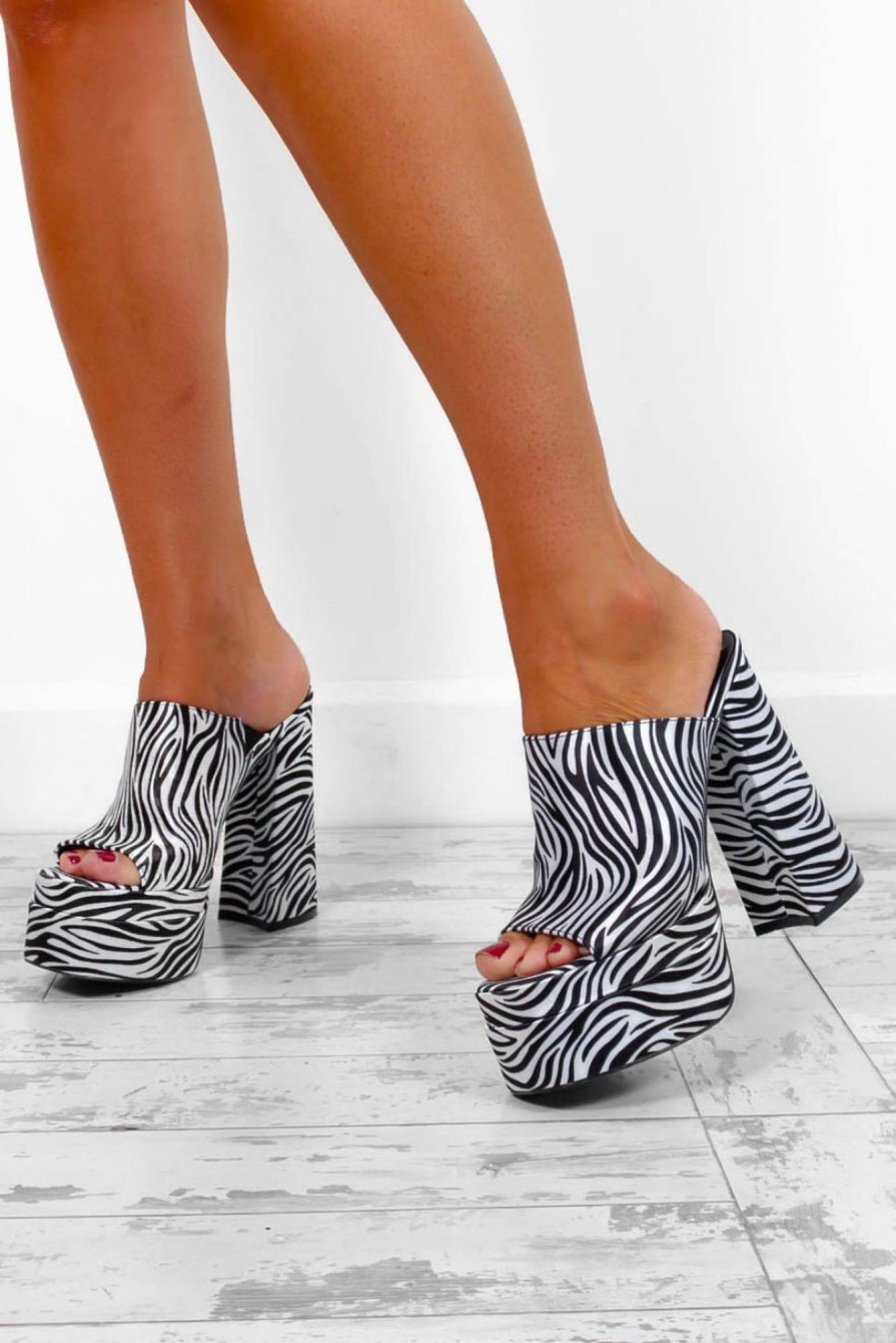 Footwear CORE SHOE LTD | Feeling The High - Black White Zebra Platform Heels