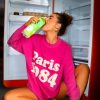 Clothing BABEZ FASHION | Take Me To Paris Slogan Knitted Jumper Pink