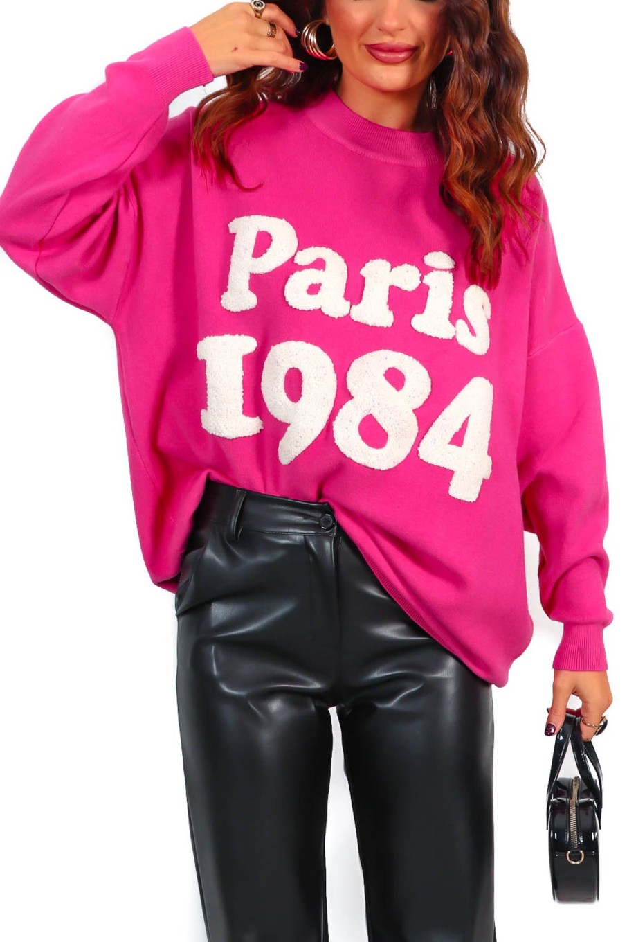 Clothing BABEZ FASHION | Take Me To Paris Slogan Knitted Jumper Pink