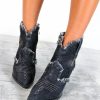 Footwear NN Accessories | Fray Queen - Black Denim Distressed Cowboy Boots