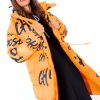 Clothing DAMES | Choose You Hooded Graffiti Puffer Coat Orange