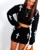 Clothing STYLEWISE | Don'T Cross Me - Black White Knitted Co-Ord