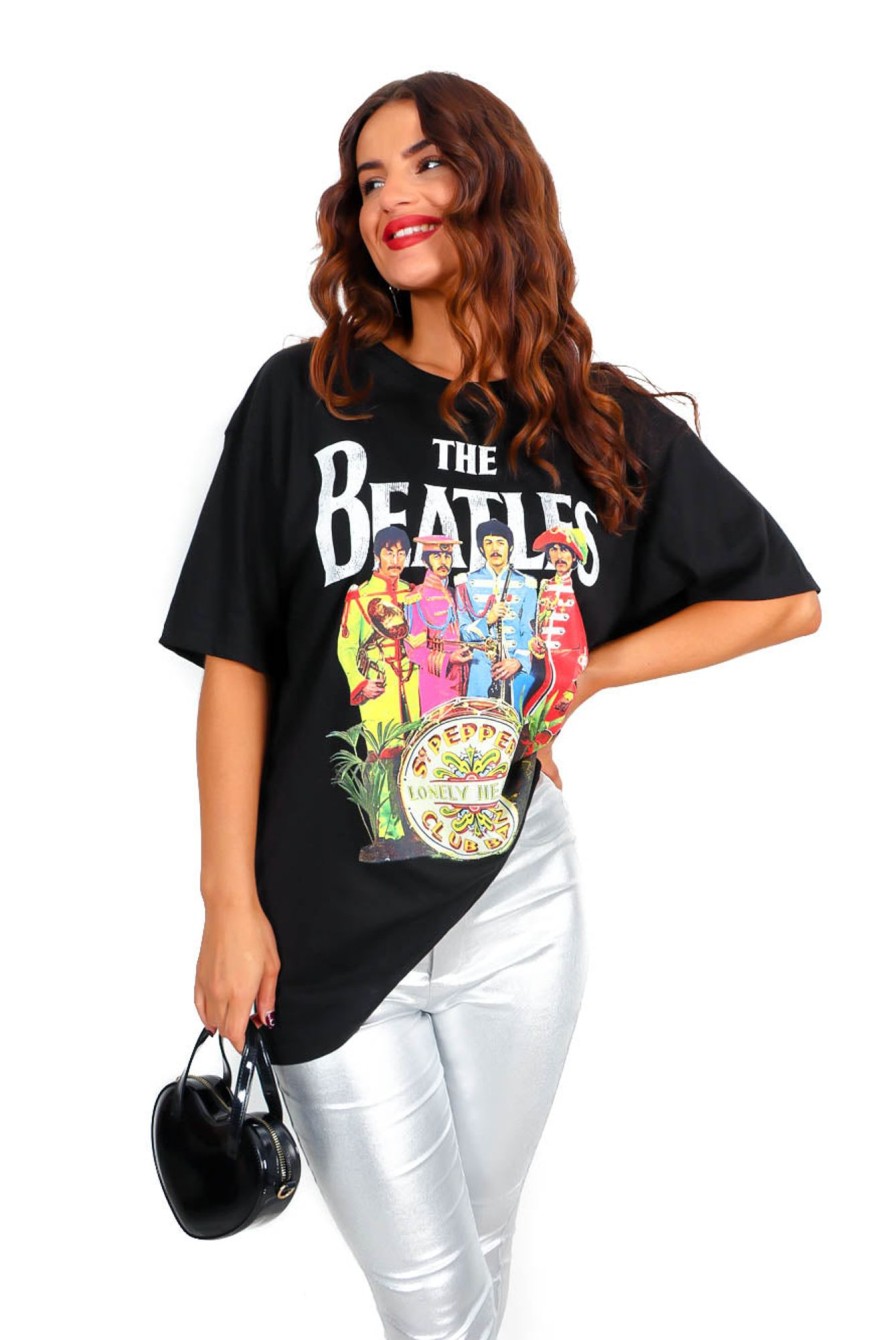 Clothing Rock Off Trade | I'M With The Band - Black Multi Beatles Licensed T-Shirt