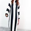 Clothing B GIRL | Your Roll Model - Black White Knitted Midi Dress Monochrome