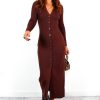 Clothing GIRL IN MIND | Button It Knitted Cardigan Midi Dress Chocolate